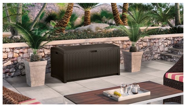 99-Gallon Java Resin Wicker Deck Box 1 99-Gallon Java Resin Wicker Deck Box